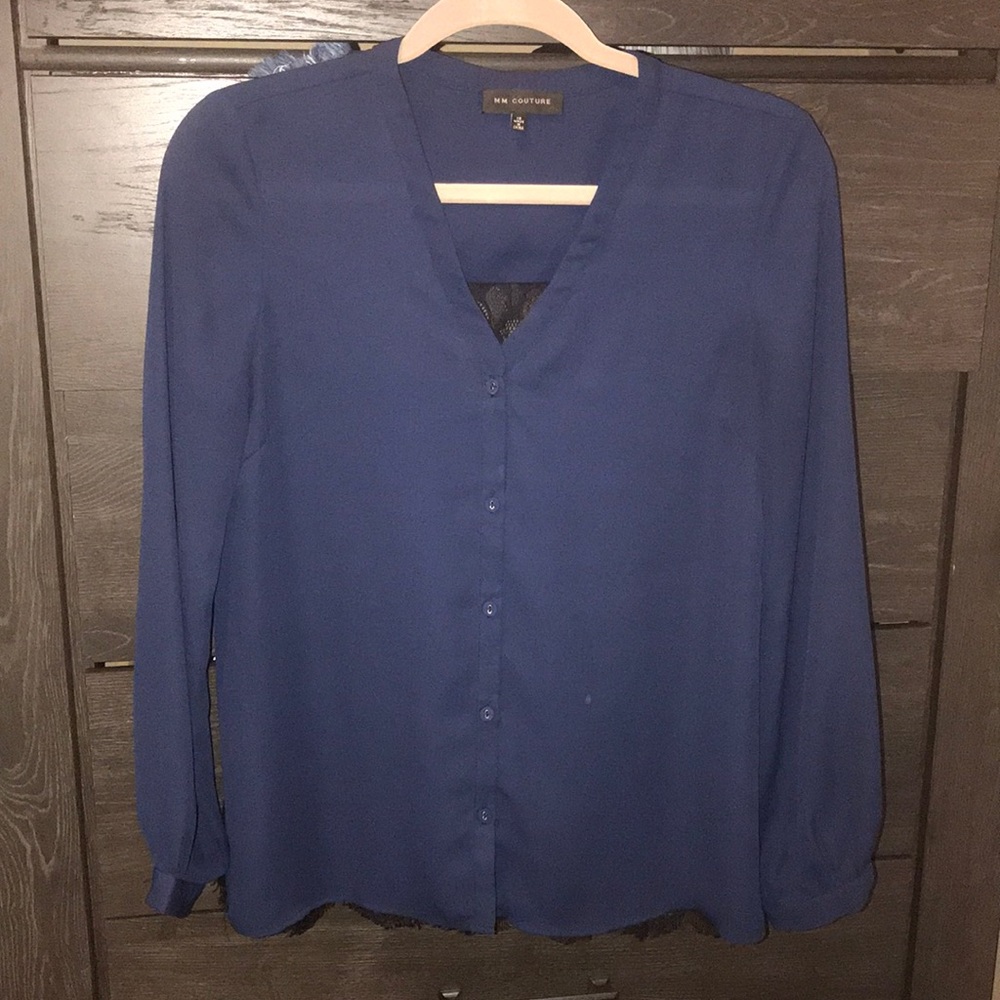 Navy Blue button up blouse